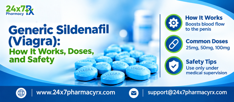 Generic Sildenafil (Viagra): How It Works, Doses, and Safety